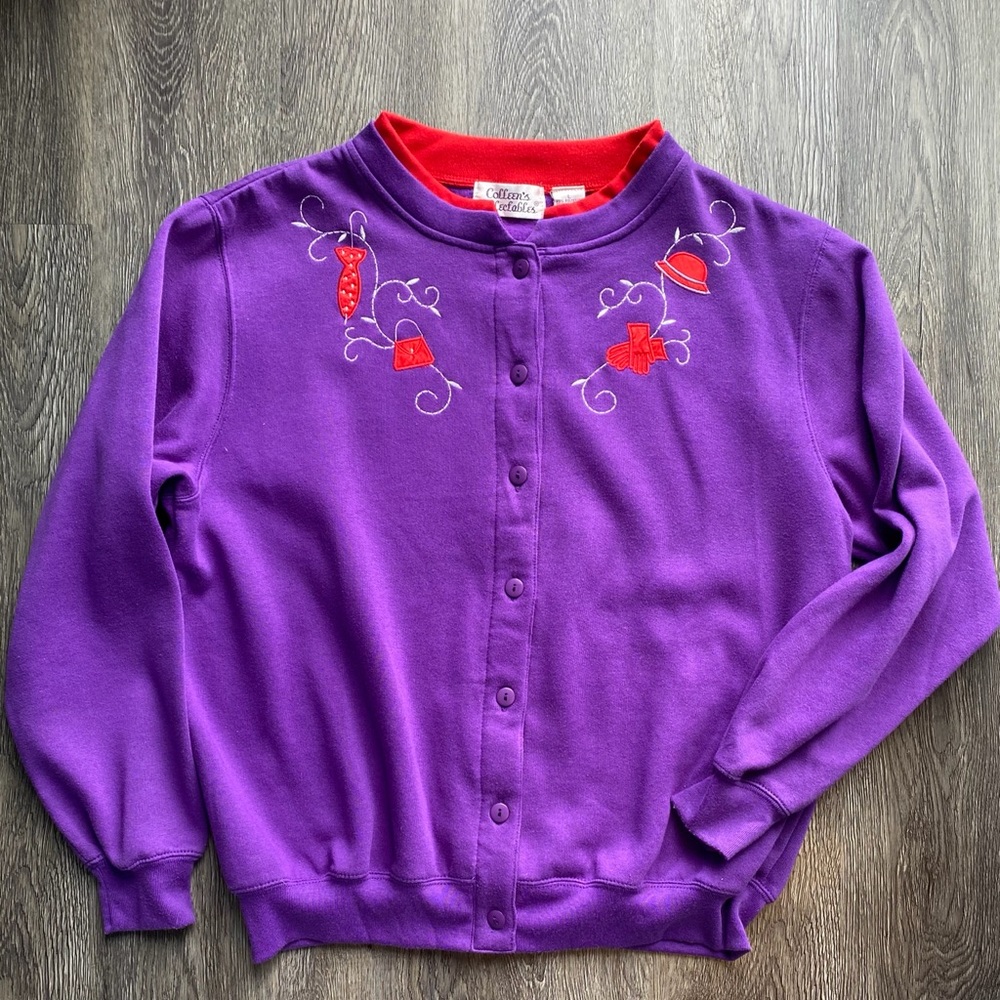 Vintage Red Hat Society Cotton Cardigan